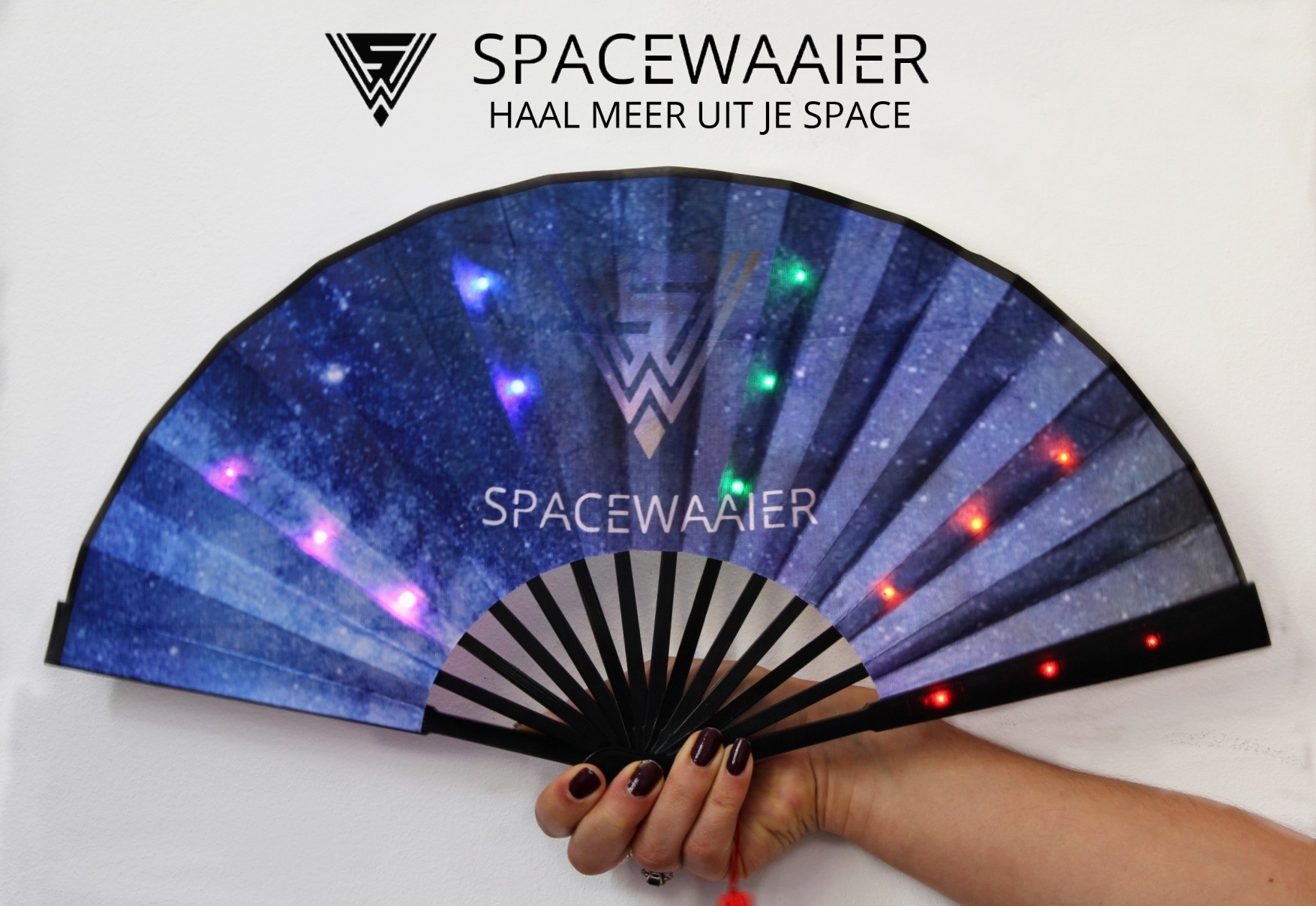 Lichtgevende festival waaier (LED lichtjes) SpaceWaaier